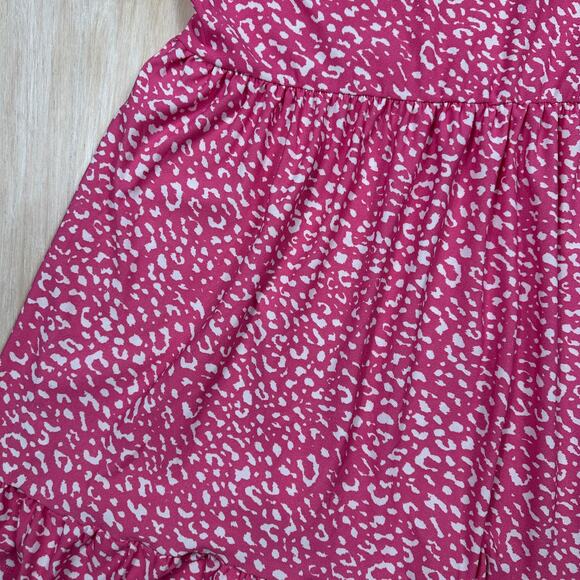 Wednesday’s Girl Pink Animal Print Ruffle Skater Dress Short Sleeve Casual 20 - Picture 13 of 13